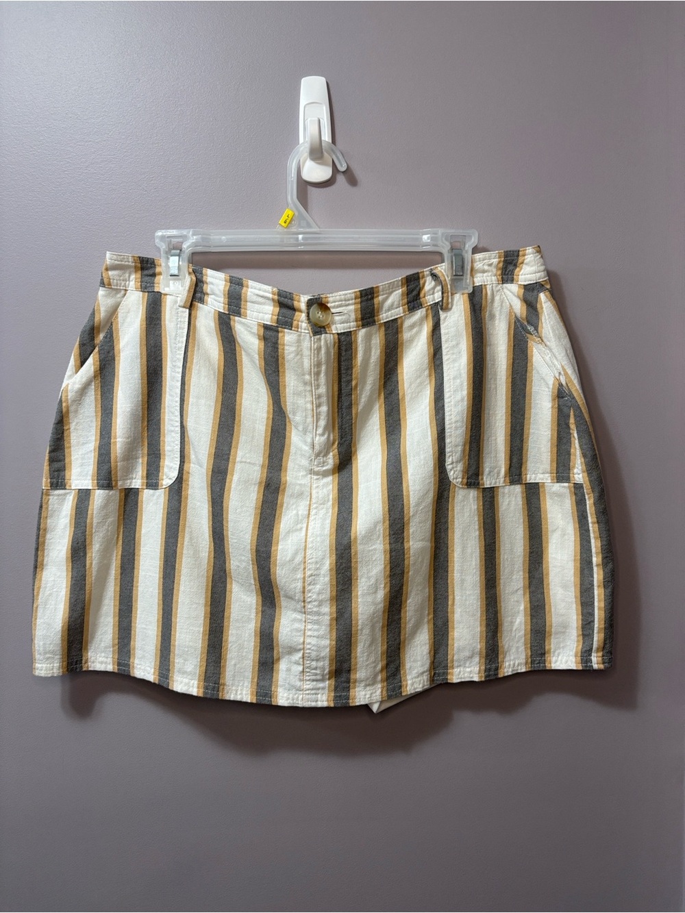 Cleo Business Casual Striped Mini Skirt With Shorts Lining Sz Large